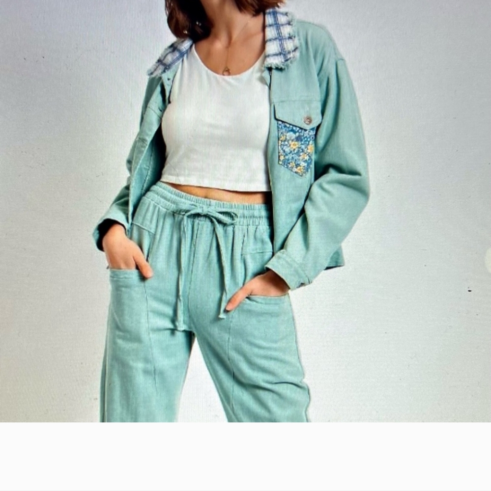 ❤️EASEL WASHED COTTON TWILL BUTTONDOWN JACKET AND PANTS -MATCHING SET - Picture 3 of 3